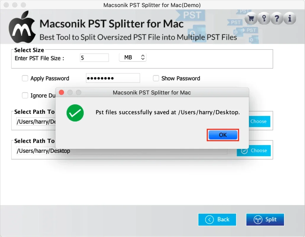 MacSonik PST Splitter for Mac - Split Large PST Files Easily