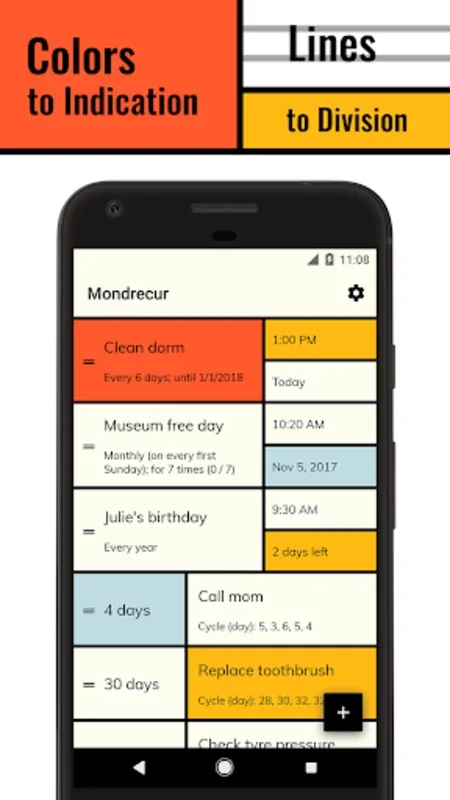 Mondrecur - Android's Art-Inspired Task Organizer