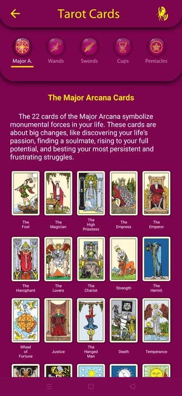 Mysterious Tarot for Android - A Tarot Reading and Encyclopedia