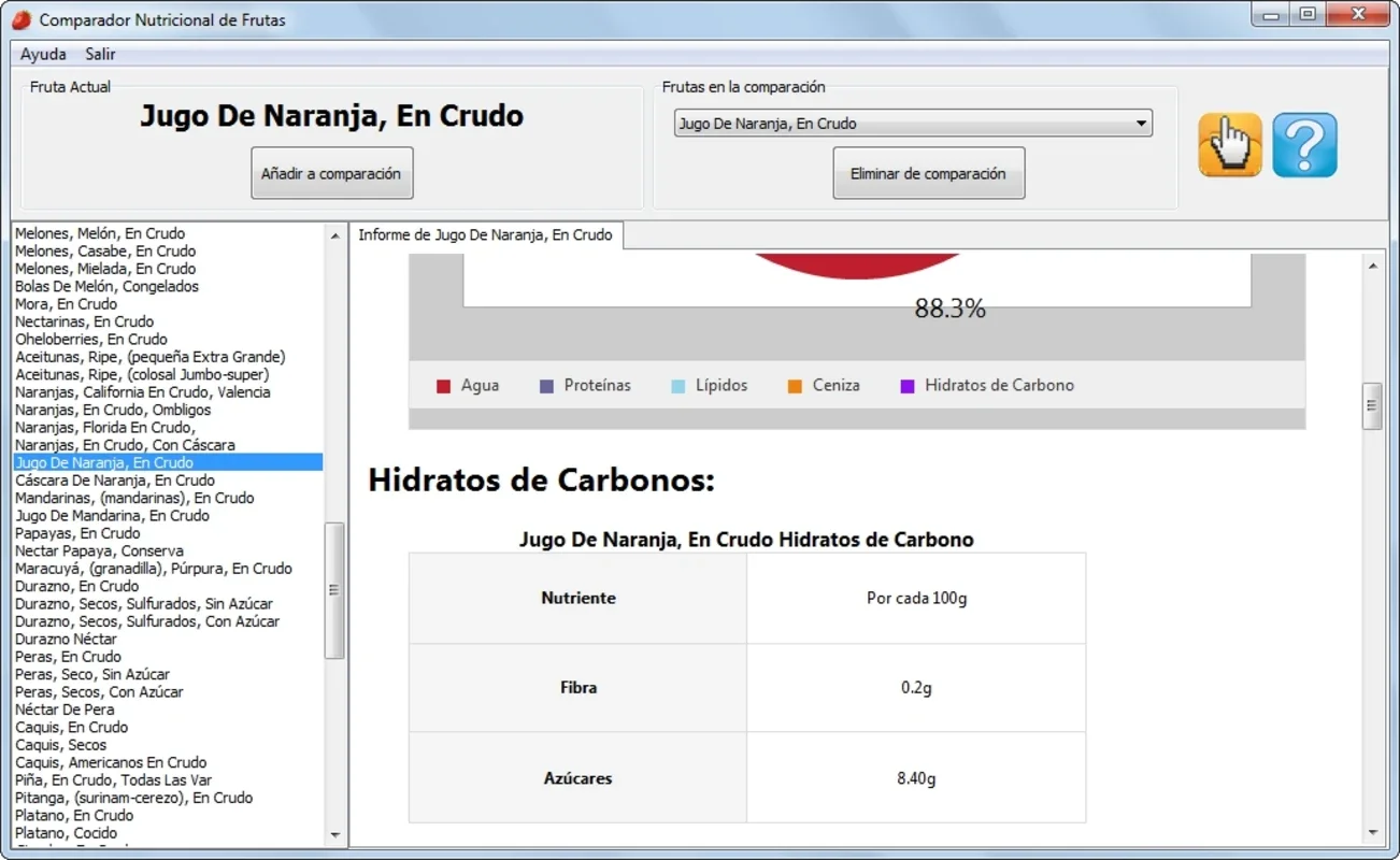 Comparador nutricional de frutas for Windows: Analyze Fruit Nutrition