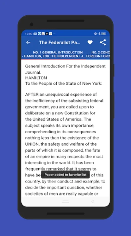 The Federalist Papers for Android - Explore US Democracy