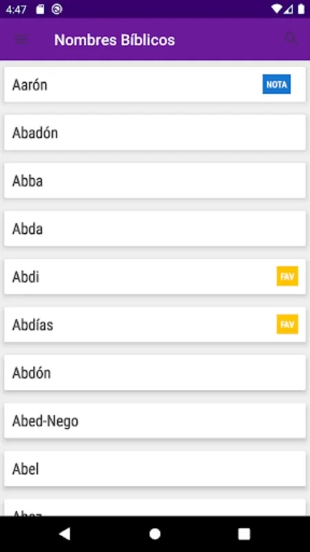 Diccionario - Nombres Bíblicos for Android: Explore Biblical Names