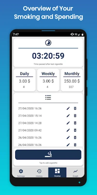 Cigarette Counter and Tracker for Android - Manage Smoking Habits Easily