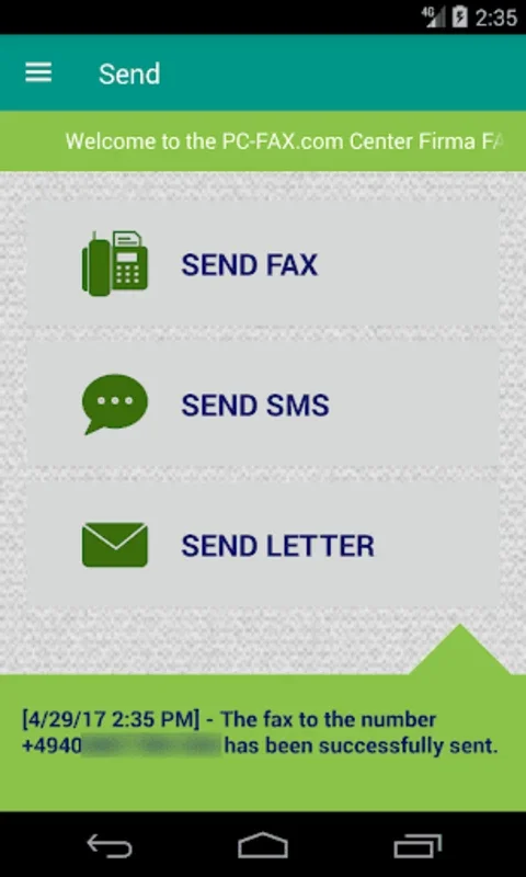 PC-FAX.com Center for Android - Send Faxes with Cloud Services