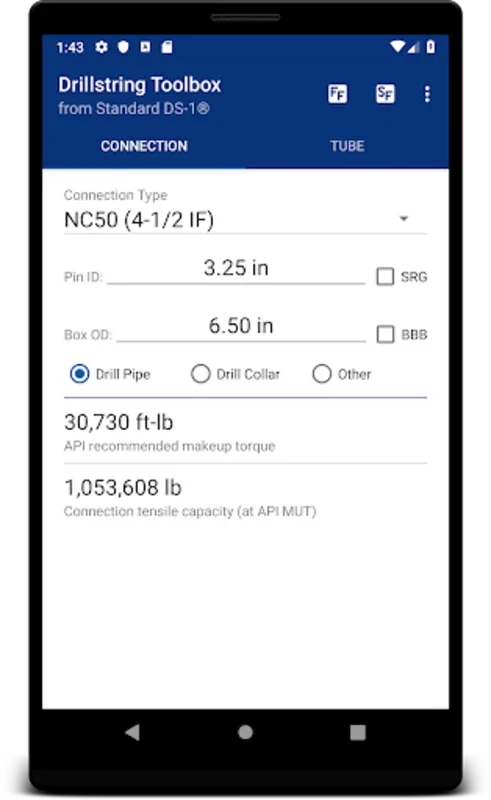 Drillstring Toolbox for Android: Precise Drill-Stem Calculations