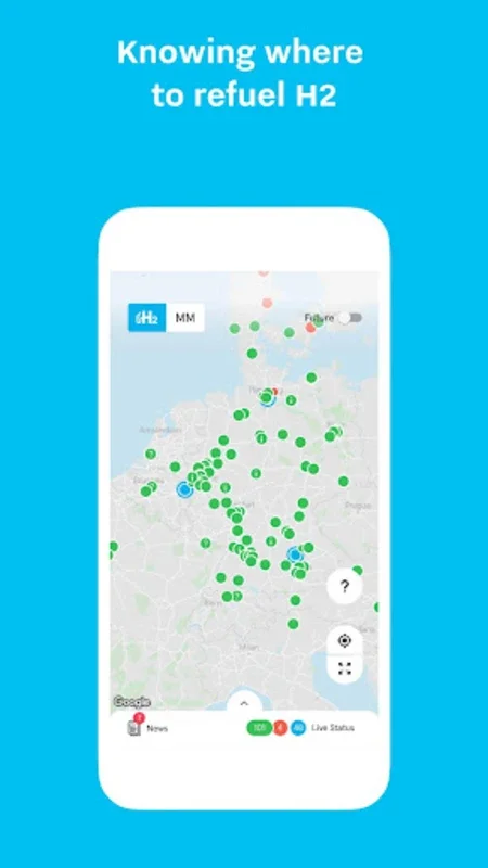 H2.LIVE – For Clean Drivers for Android: Real-Time Hydrogen Station Locator