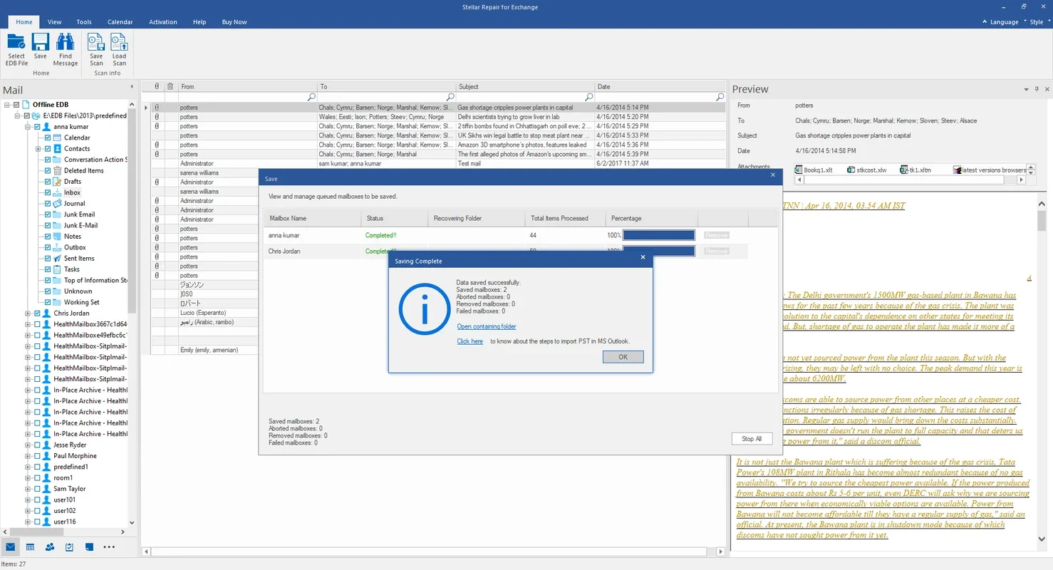 Stellar Repair for Exchange for Windows - Recover Exchange Database