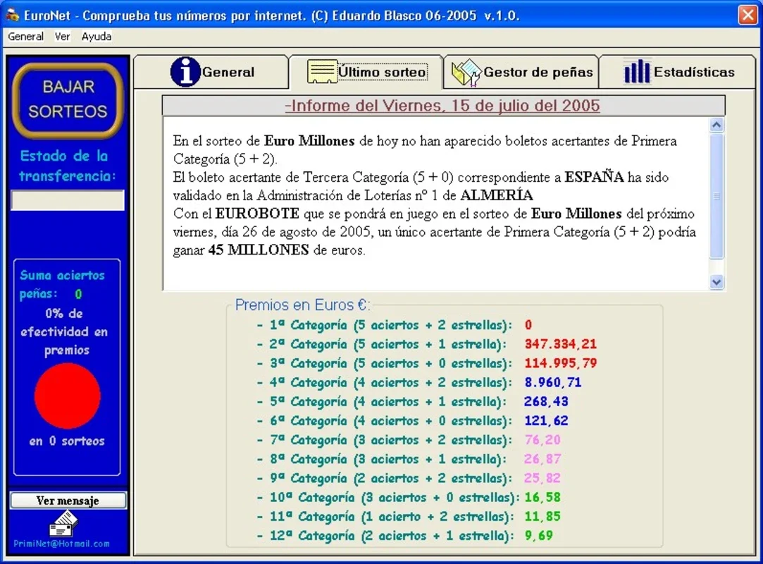 EuroNet for Windows - Track EuroMillones Numbers