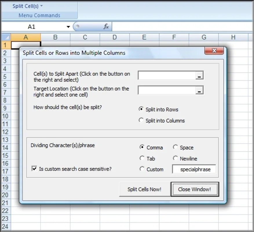 Excel Split Cells Function for Windows: Divide Data Easily