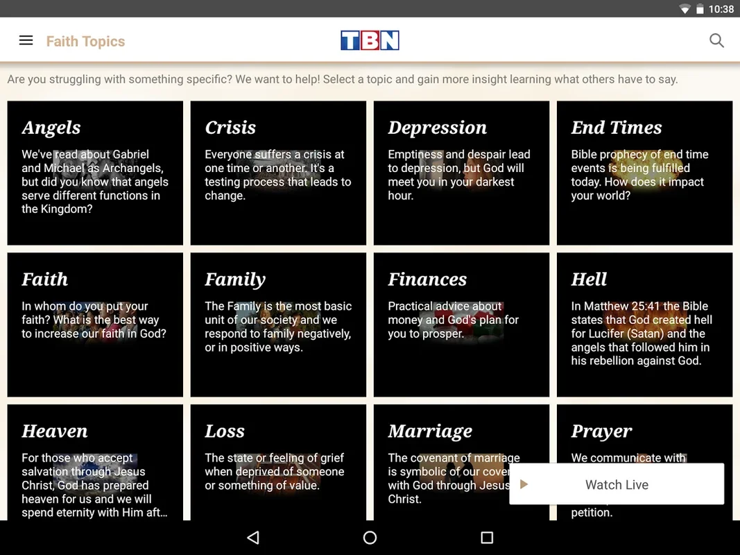 TBNApp for Android - Stream Faith-Based Content