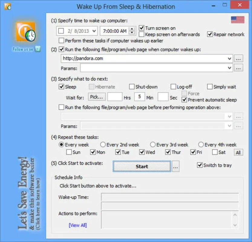 WakeOnStandBy for Windows - Set Time to Wake from Standby