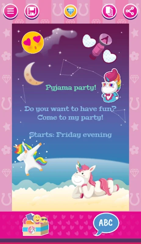 Unicorn Invitations Cards for Android - Craft Magical Invites