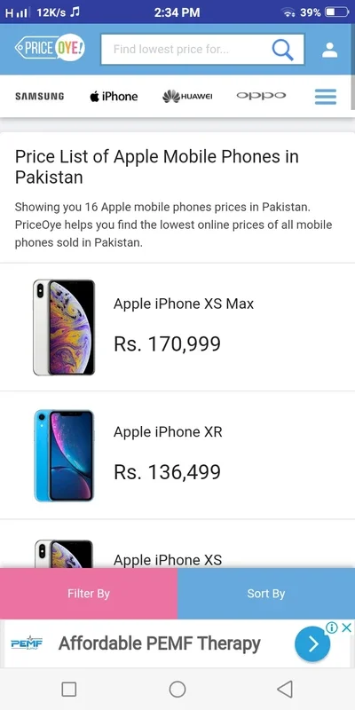 PriceOye Mobile Prices Pakistan for Android - Compare Easily