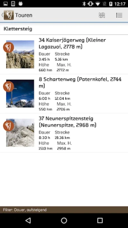 Klettersteigatlas Südtirol for Android: Detailed Climbing Routes