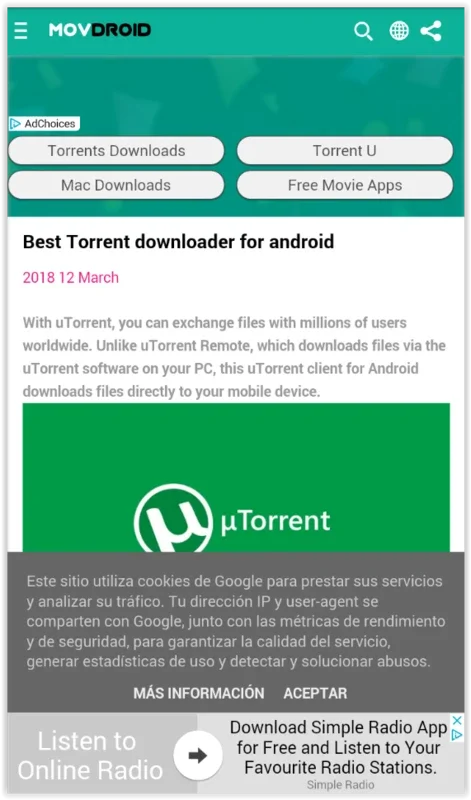 MovDroid for Android - Stream and Download Movies