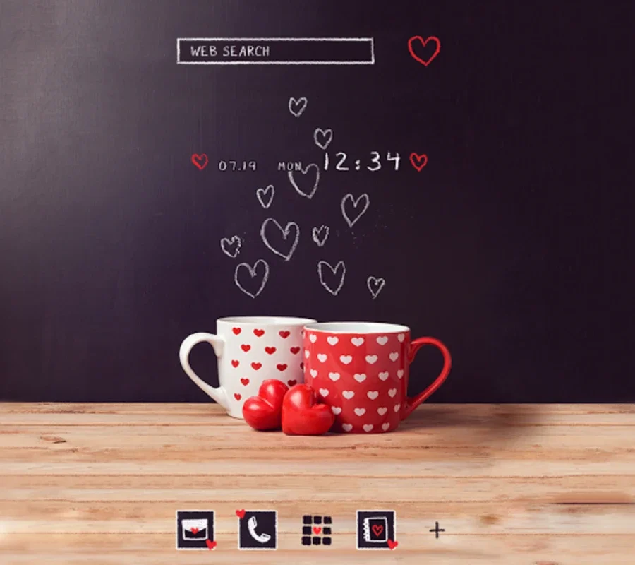 Love Wallpaper Pair Mugs with HeartsTheme for Android - Customize Your Device