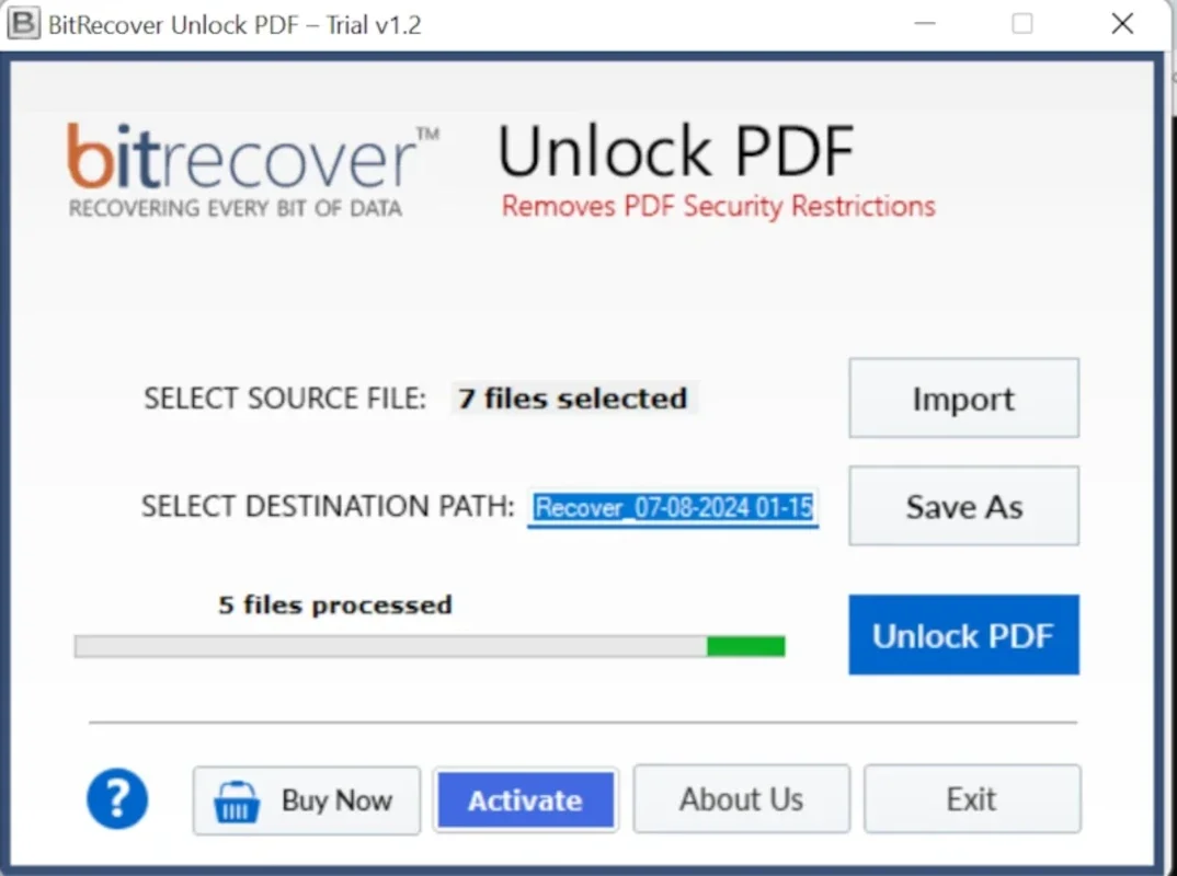 BitRecover Unlock PDF for Windows - Unlock PDF Security Easily