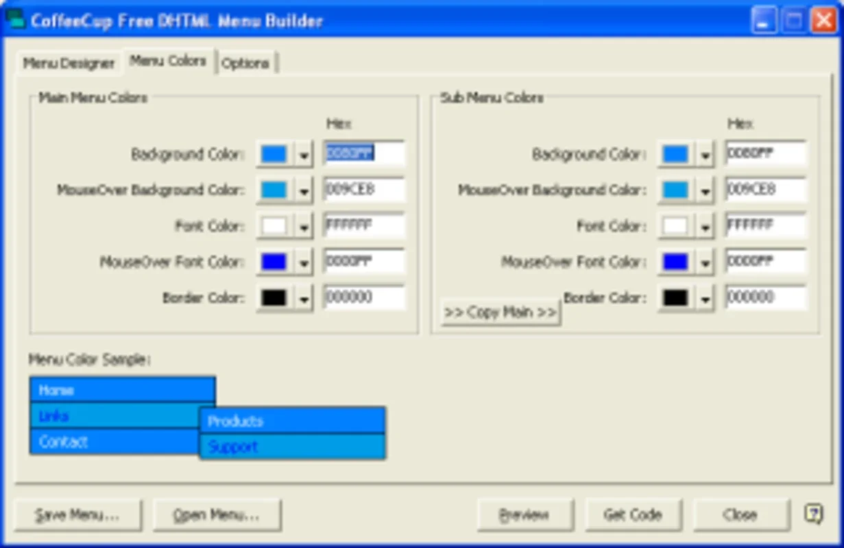 CoffeeCup Free DHTML Menu Builder for Windows: Easy Dynamic Menu Creation