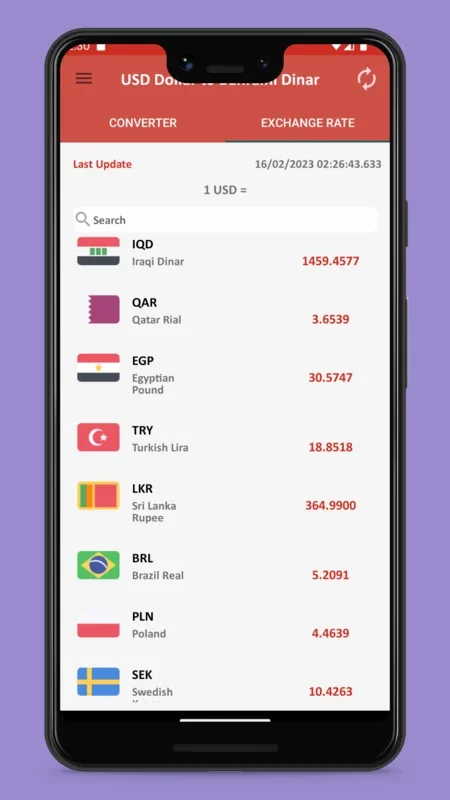 USD Dollar to Bahraini Dinar for Android - Efficient Conversion