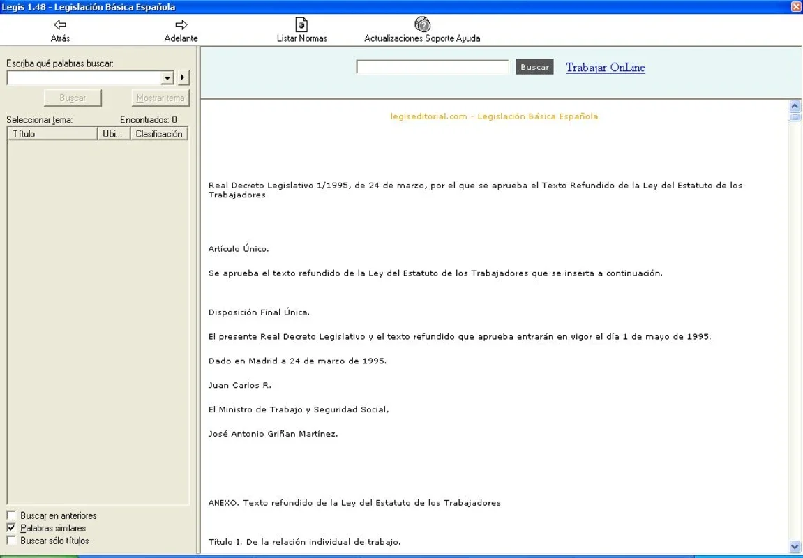 Legis for Windows - Quick Spanish Law Reference