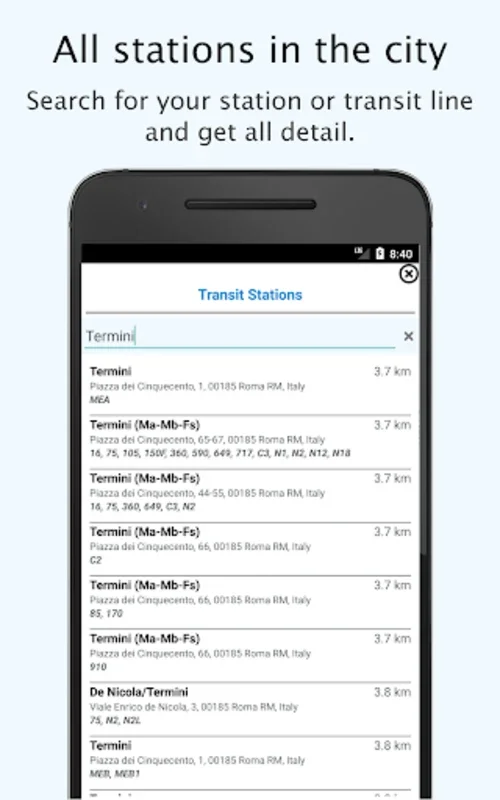 Rome ATAC Notte Ostia Periferi for Android: Offline Transit Planner