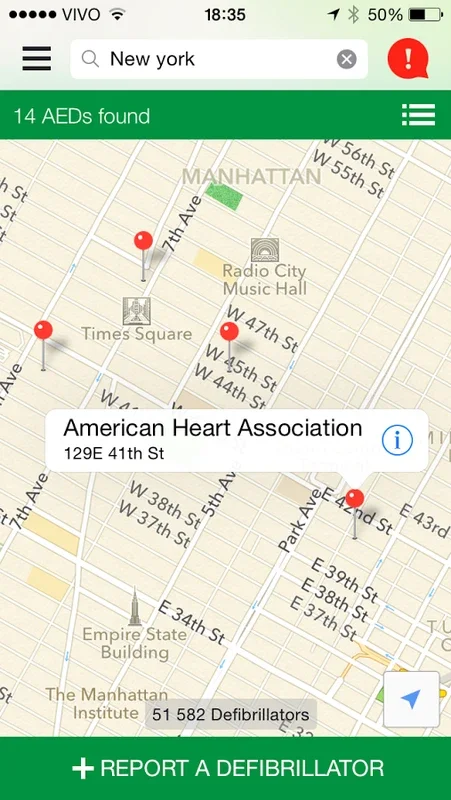 Staying Alive for Android: Find Nearest AEDs