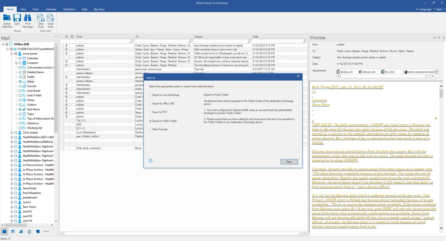 Stellar Repair for Exchange for Windows - Recover Exchange Database