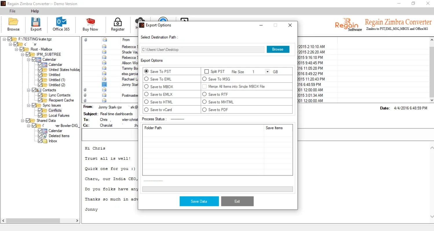 Regain Zimbra to PST Converter for Windows - Efficient Conversion