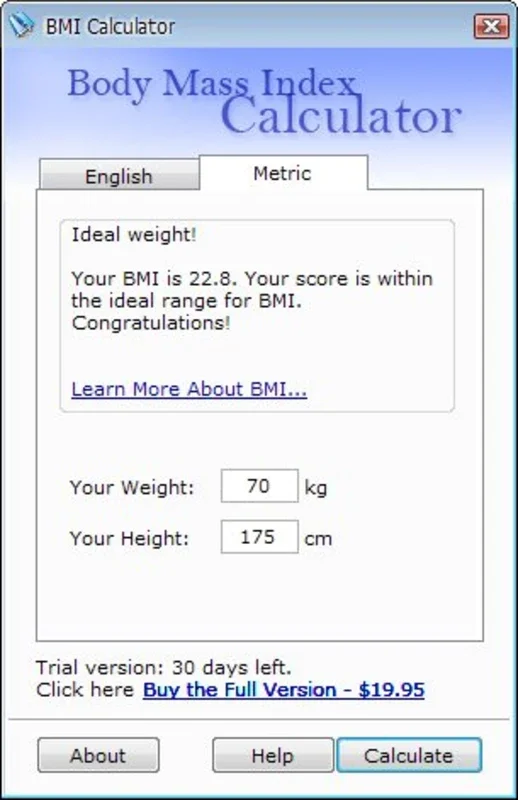 BMI Calculator for Windows - Free and Easy to Use