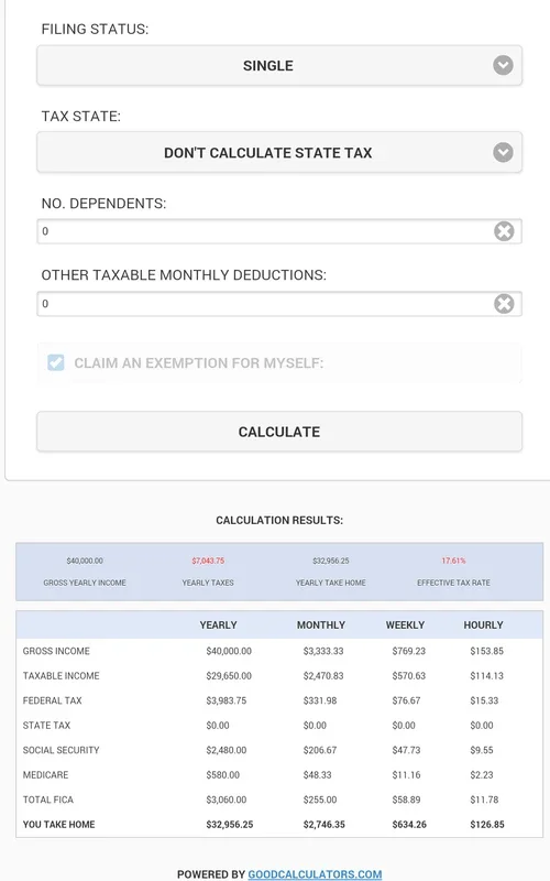 US Salary Tax Calculator for Android - No Downloading Needed