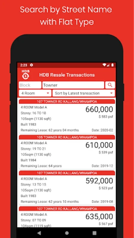 HDB Resale Transactions for Android - Smart Housing Decisions