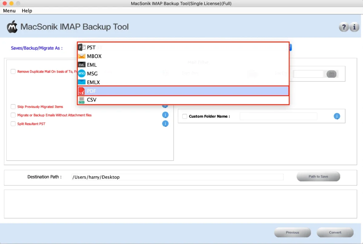 MacSonik IMAP Backup Tool for Mac - Secure IMAP Mailbox Backup