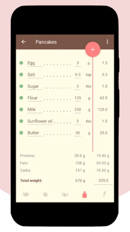 Calculation of Recipes for Android: Culinary Aid