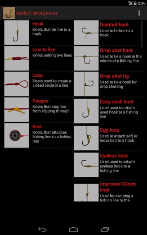 Useful Fishing Knots for Android - Knot - tying Guide