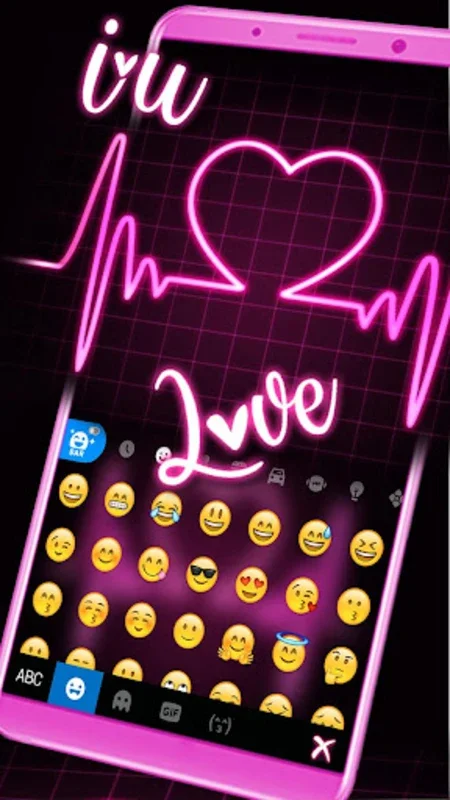 Pink Neon Heart Theme for Android - Customize Your Typing