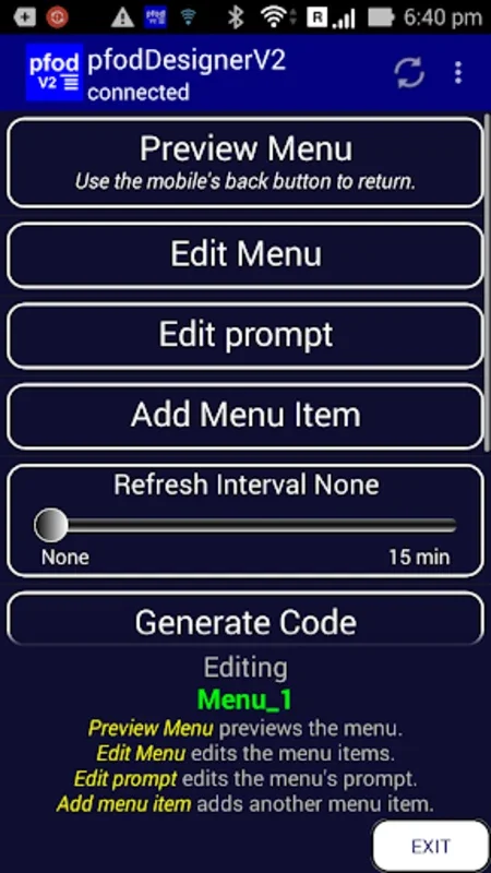 pfodDesignerV3 for Android - No Coding Needed for Custom Menus