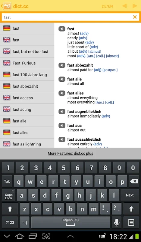 dict.cc for Android - Powerful Multilingual Dictionary