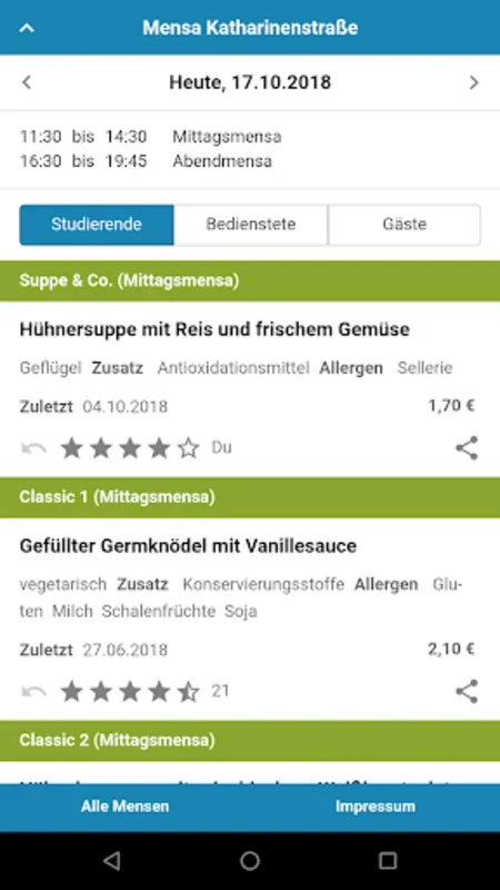 Mensa Braunschweig for Android - Campus Meal Planner