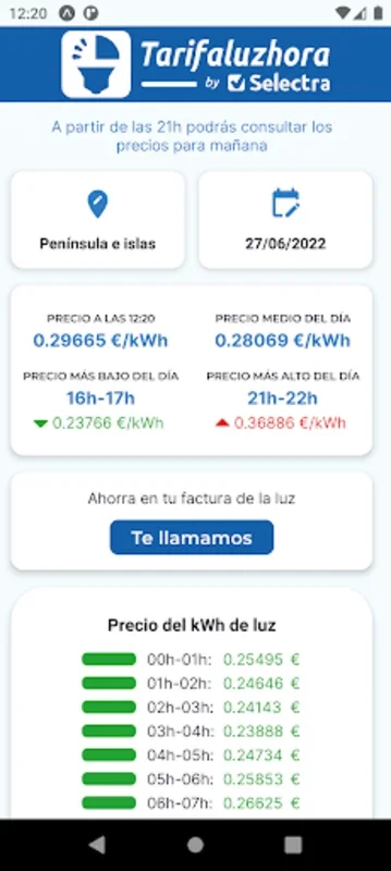 Tarifaluzhora for Android - Optimize Electricity Use