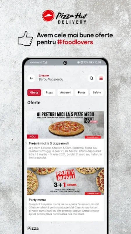 Pizza Hut Delivery Romania for Android - Order with Ease