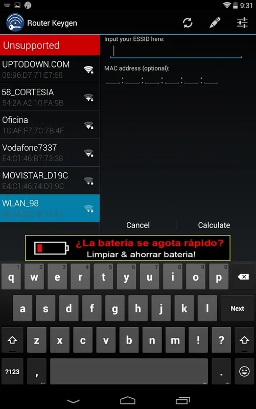 Router Keygen (Old) for Android - Decipher WiFi Keys