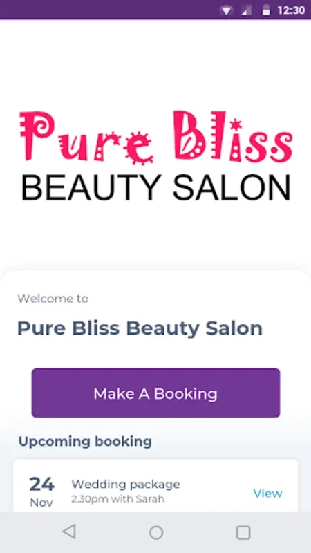 Pure Bliss Beauty Salon for Android - Discover Self-Care at Your Fingertips