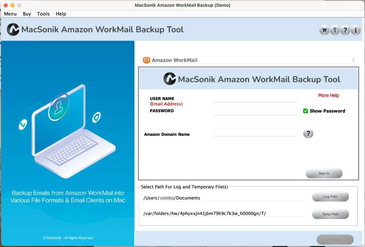 MacSonik Amazon WorkMail Backup Tool for Mac: Efficient Email Backup