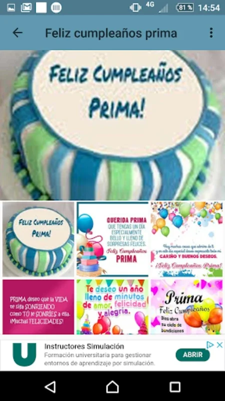 Felicitar a mi estupenda Prima for Android: Personalized Cousin Greetings