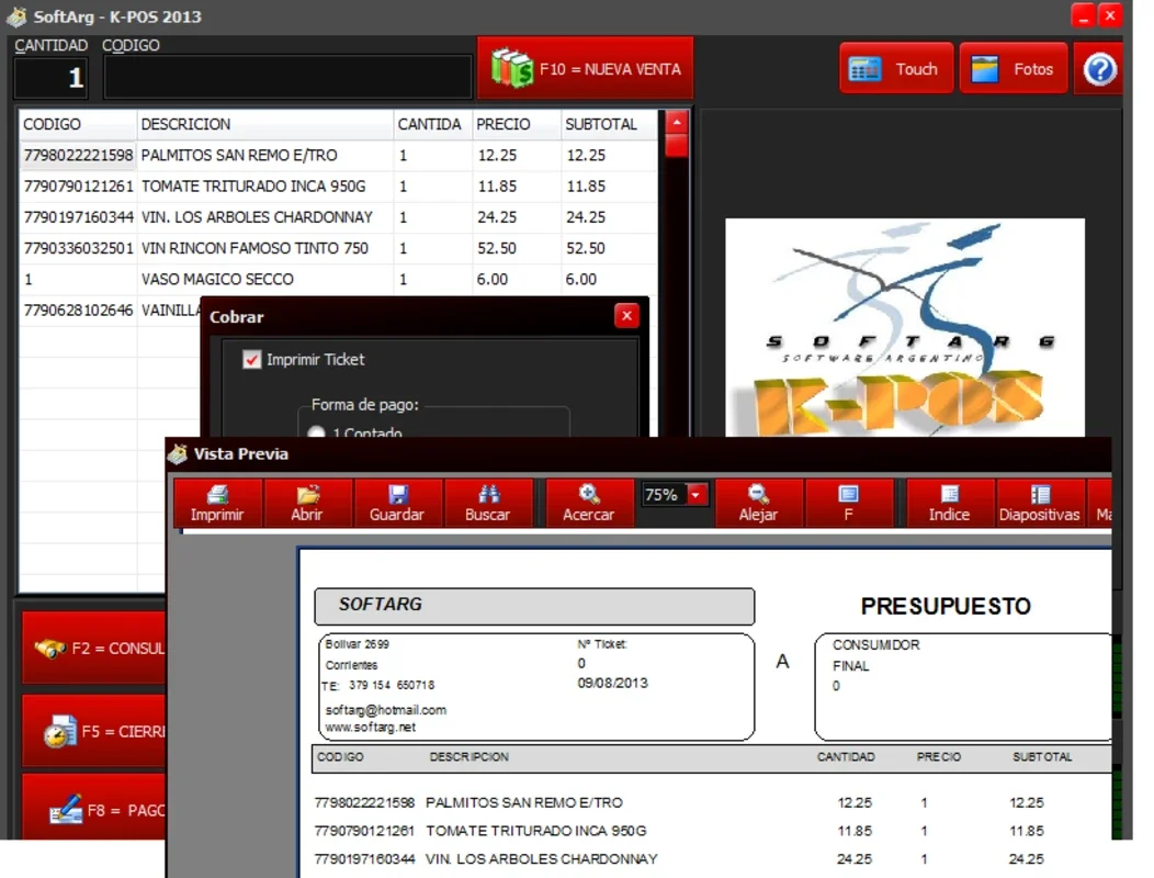 Facturación Kioscos POS 2014 for Windows: Streamlined Invoicing