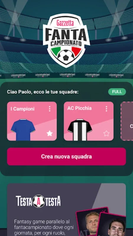 Fantacampionato Gazzetta for Android - Immersive Fantasy Football