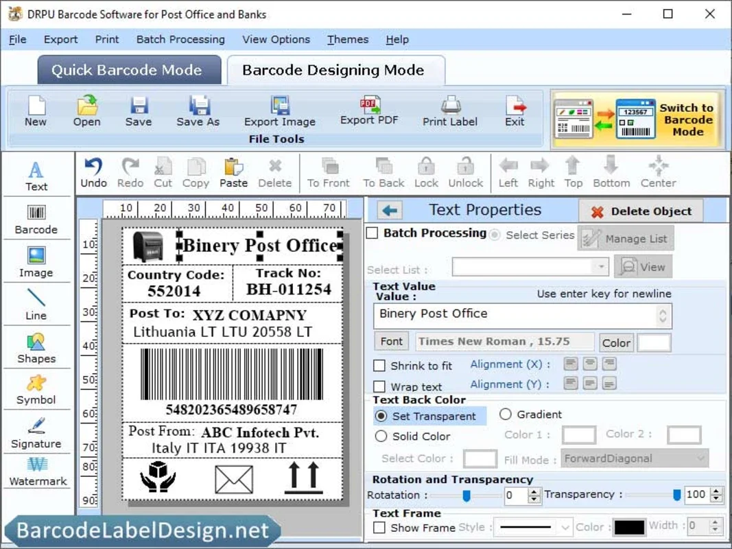 Design Postal Barcode Program for Windows: Create Colorful Labels