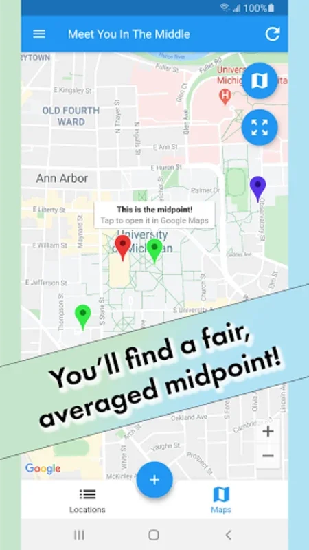 Meet You In The Middle for Android - Find Fair Midpoints Easily