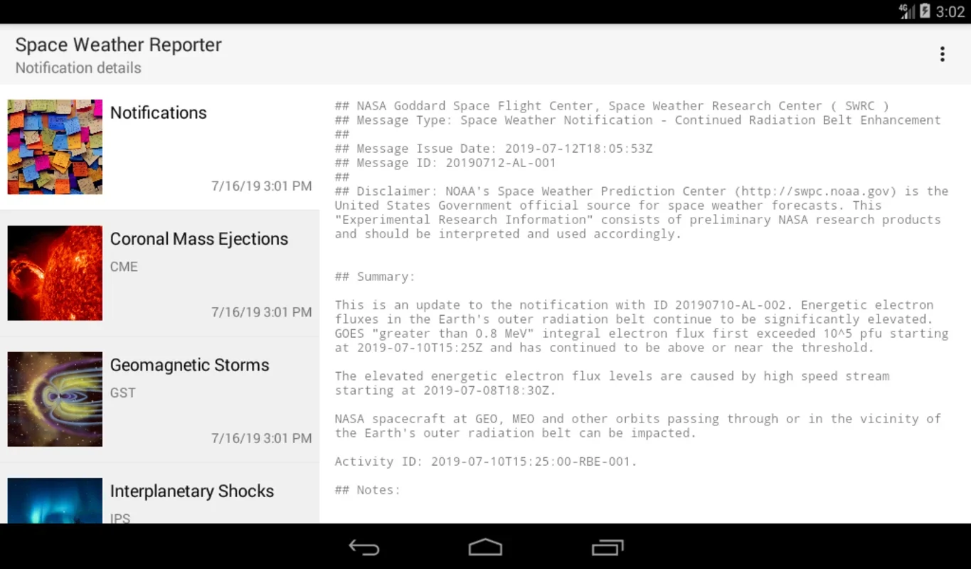 Space Weather Reporter for Android: Real-Time Updates