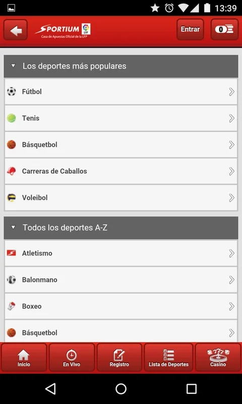 Sportium on Android: Diverse Betting for Multiple Sports